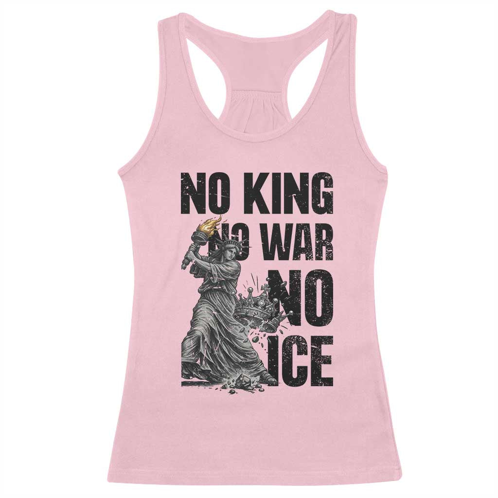 Statue Of Liberty Freedom Protest Racerback Tank Top No Kings No Wars No Ice