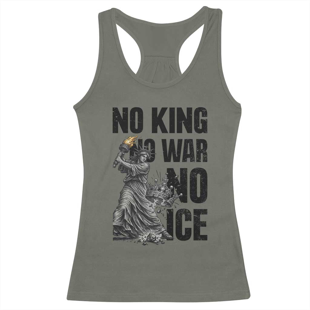 Statue Of Liberty Freedom Protest Racerback Tank Top No Kings No Wars No Ice