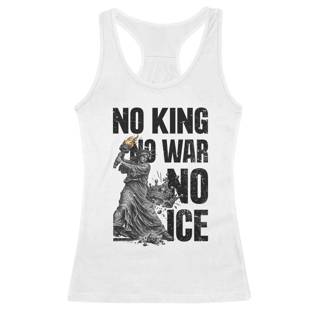 Statue Of Liberty Freedom Protest Racerback Tank Top No Kings No Wars No Ice