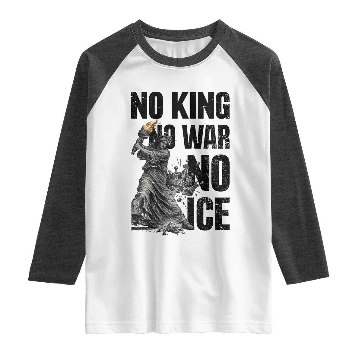 Statue Of Liberty Freedom Protest Raglan Shirt No Kings No Wars No Ice