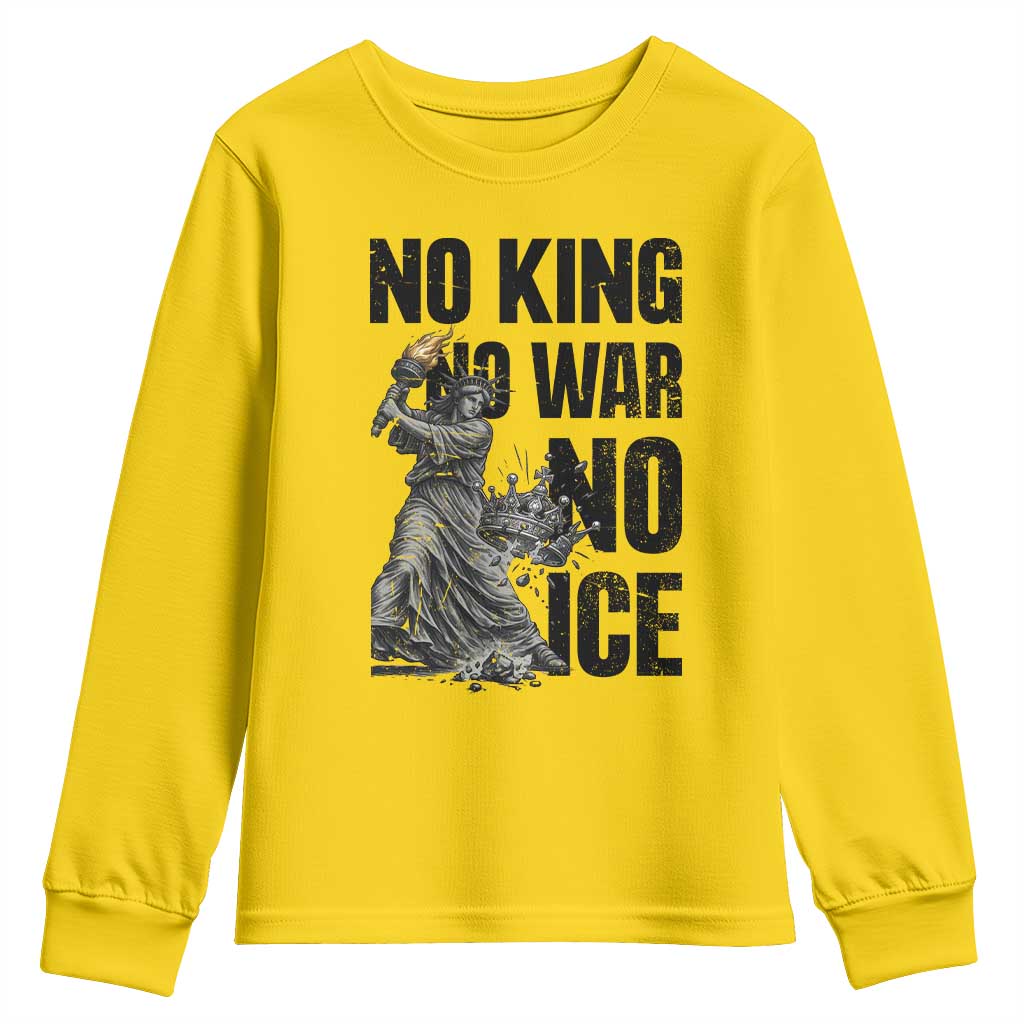 Statue Of Liberty Freedom Protest Youth Sweatshirt No Kings No Wars No Ice
