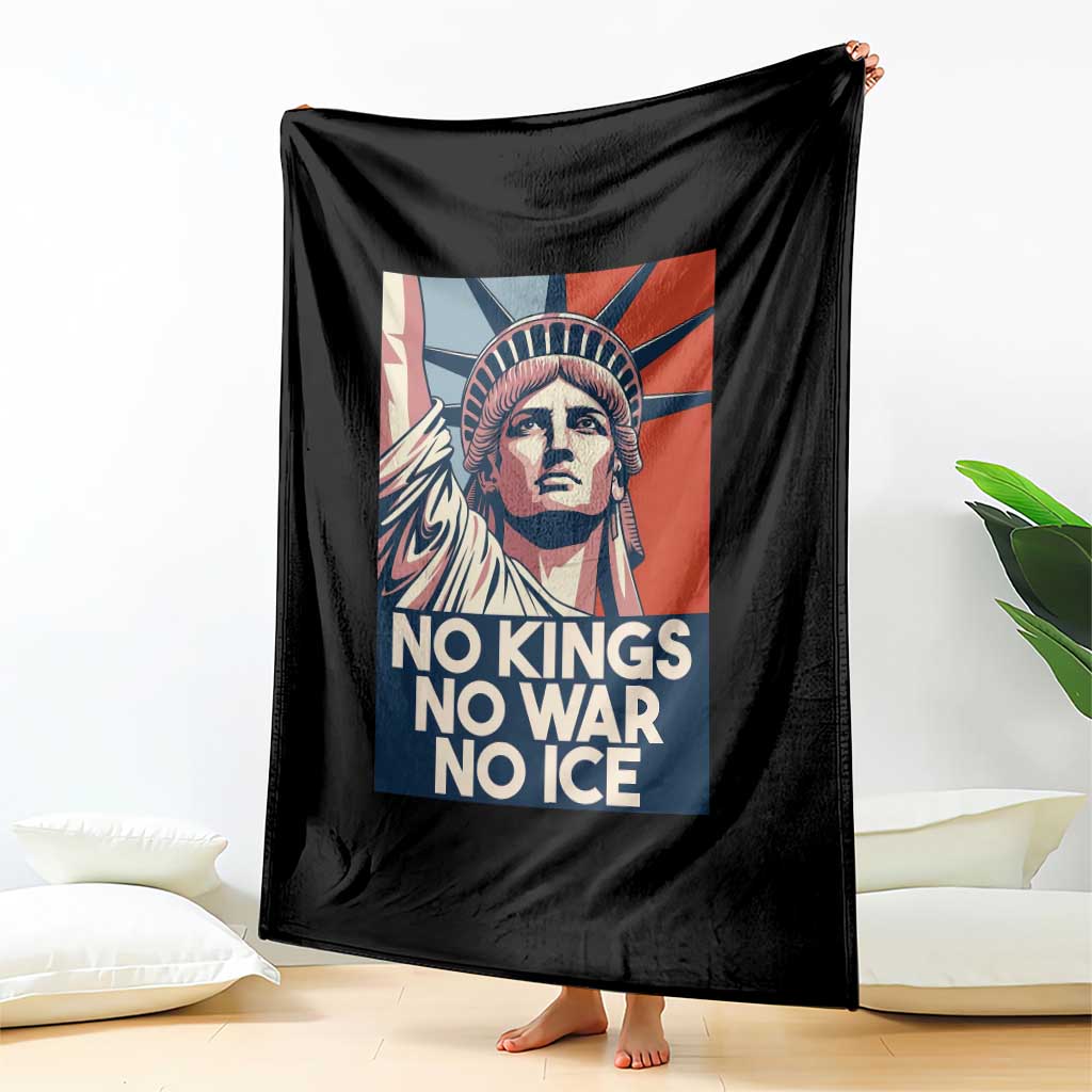 Statue Of Liberty No Kings No War No Ice Throw Blanket Freedom Protest Gift