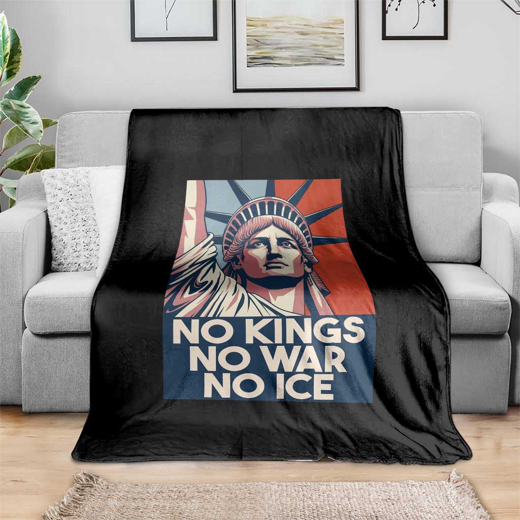 Statue Of Liberty No Kings No War No Ice Throw Blanket Freedom Protest Gift