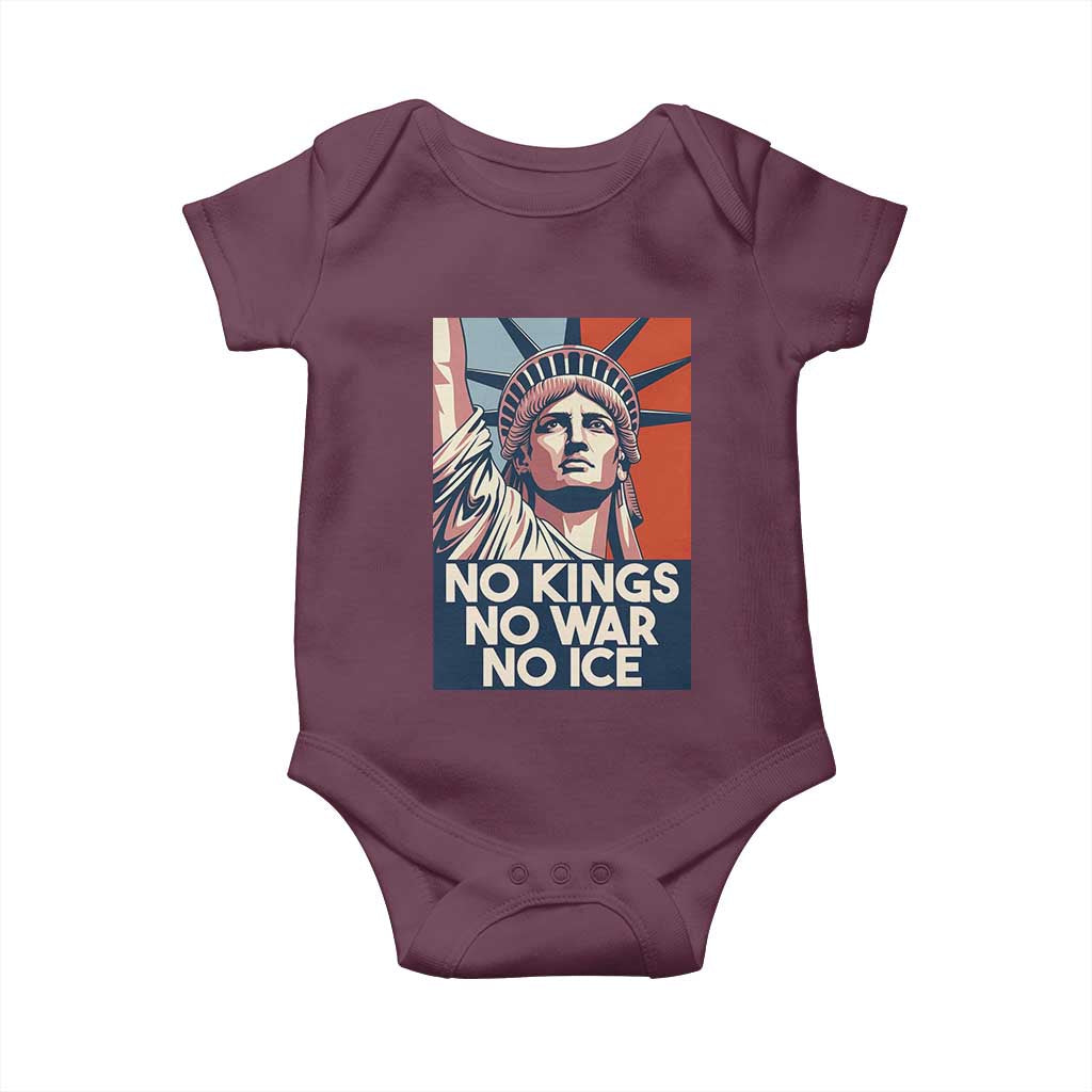 Statue Of Liberty No Kings No War No Ice Baby Onesie Freedom Protest Gift