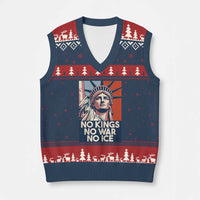 Statue Of Liberty No Kings No War No Ice V-Neck Knit Sweater Vest Freedom Protest Gift