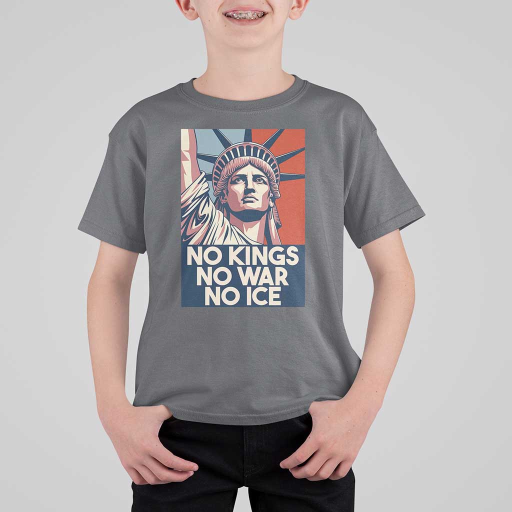 Statue Of Liberty No Kings No War No Ice T Shirt For Kid Freedom Protest Gift