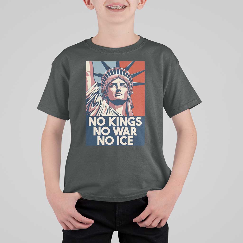 Statue Of Liberty No Kings No War No Ice T Shirt For Kid Freedom Protest Gift