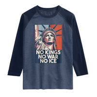Statue Of Liberty No Kings No War No Ice Raglan Shirt Freedom Protest Gift