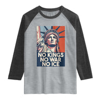 Statue Of Liberty No Kings No War No Ice Raglan Shirt Freedom Protest Gift