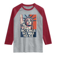 Statue Of Liberty No Kings No War No Ice Raglan Shirt Freedom Protest Gift
