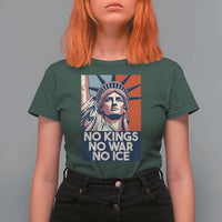 Statue Of Liberty No Kings No War No Ice T Shirt For Women Freedom Protest Gift