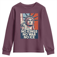 Statue Of Liberty No Kings No War No Ice Youth Sweatshirt Freedom Protest Gift