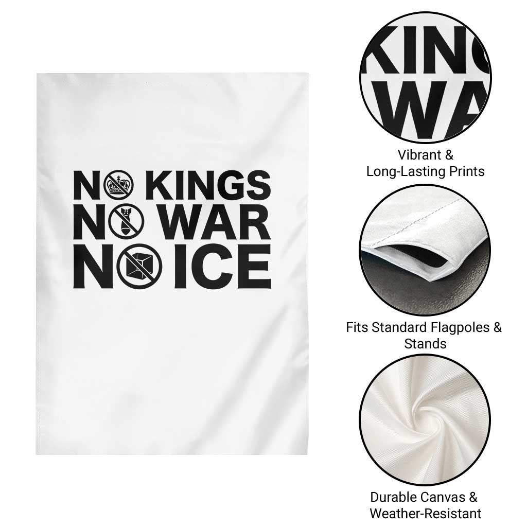 Anti Monarchy Political Garden Flag No Kings No Wars No Ice