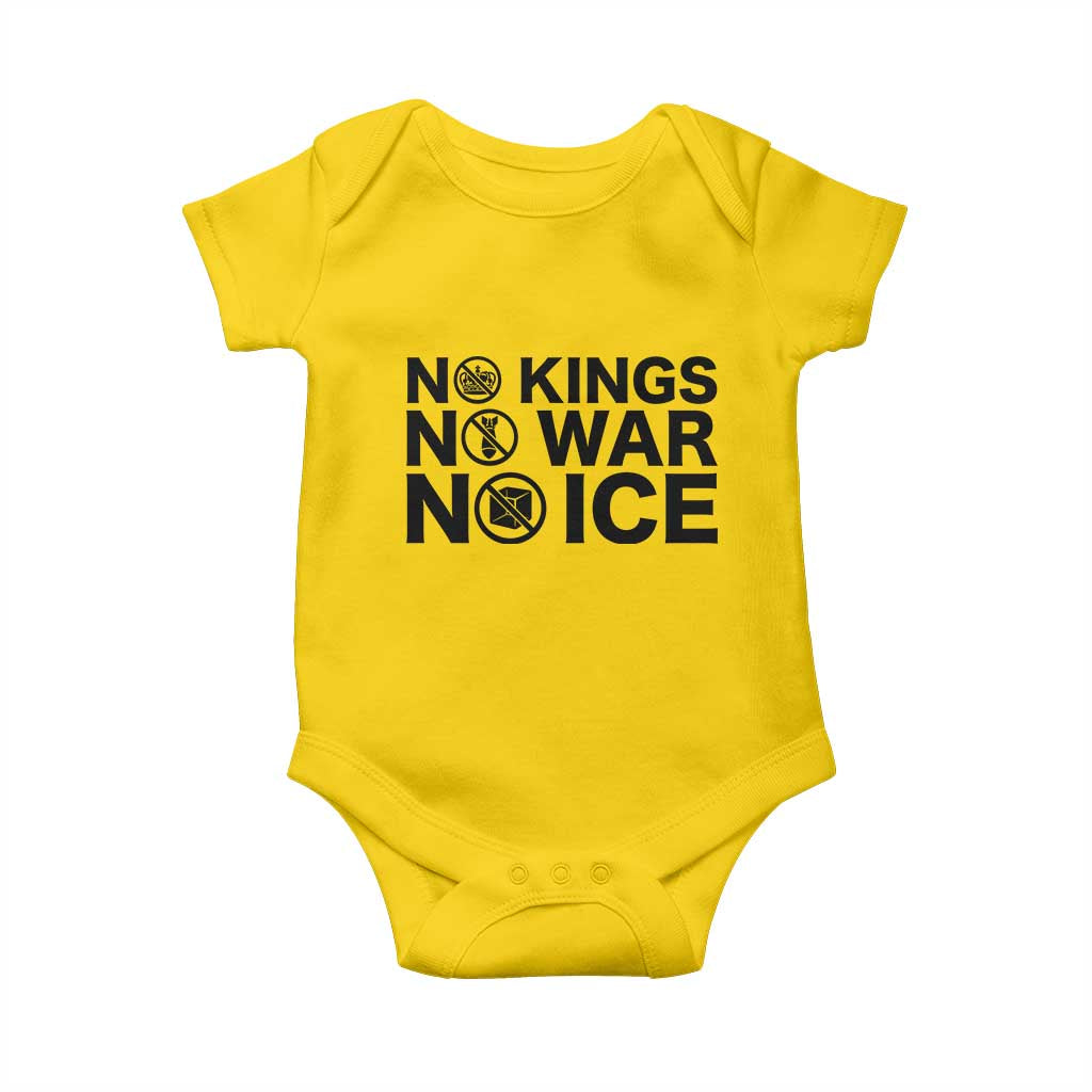 Anti Monarchy Political Baby Onesie No Kings No Wars No Ice