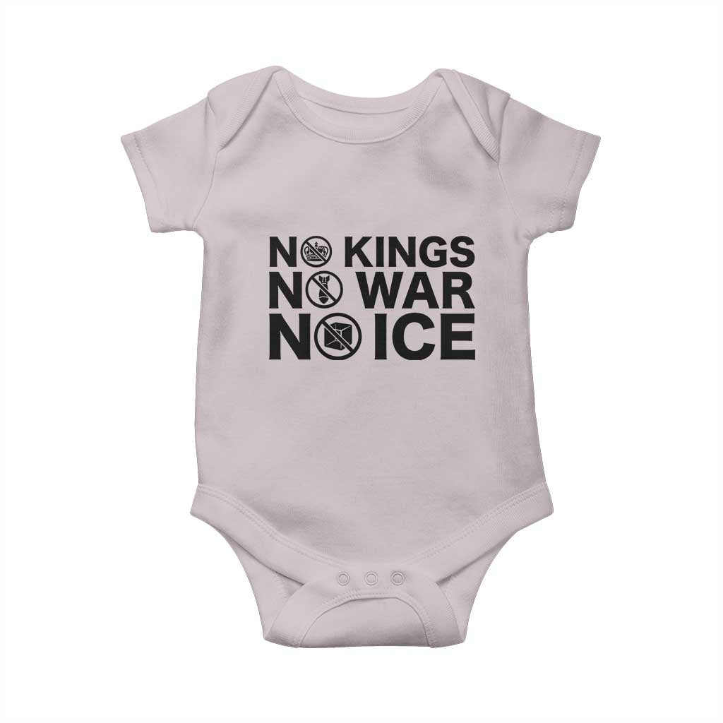 Anti Monarchy Political Baby Onesie No Kings No Wars No Ice