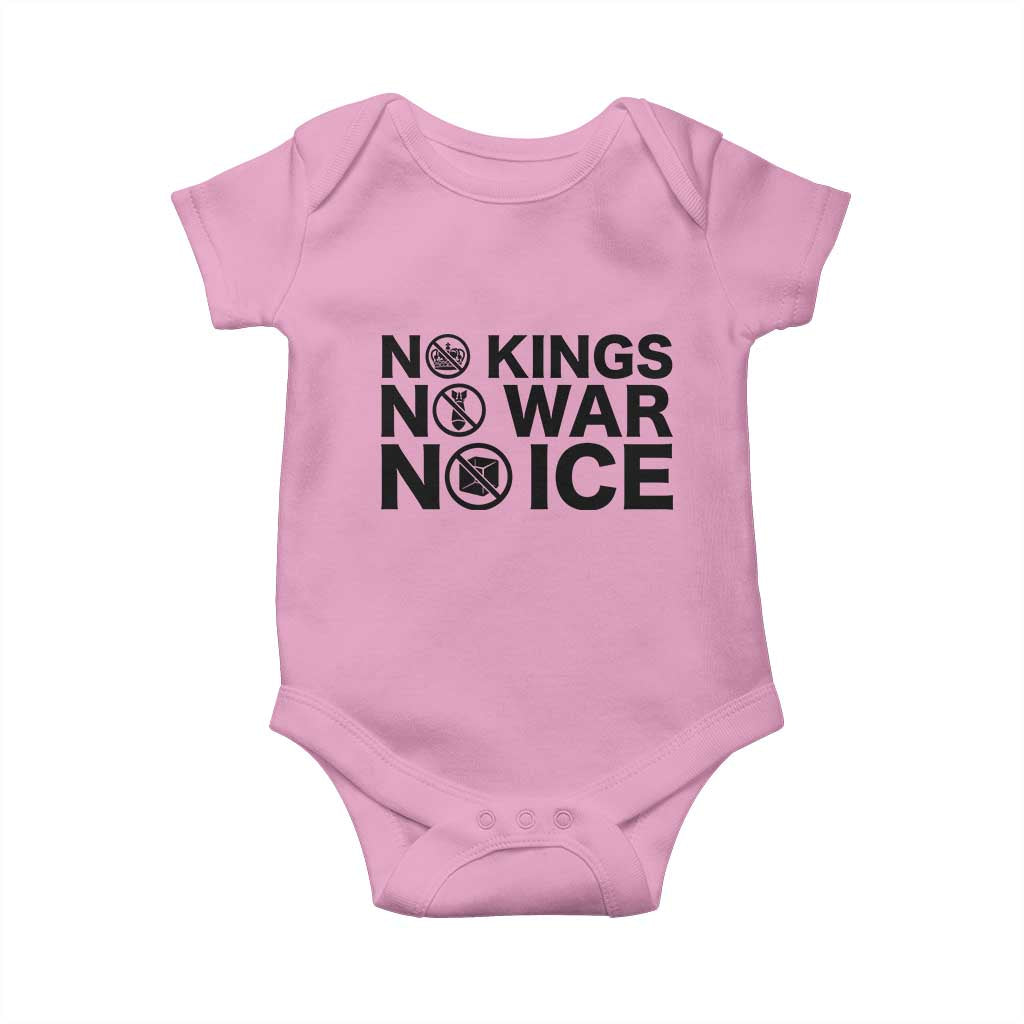 Anti Monarchy Political Baby Onesie No Kings No Wars No Ice