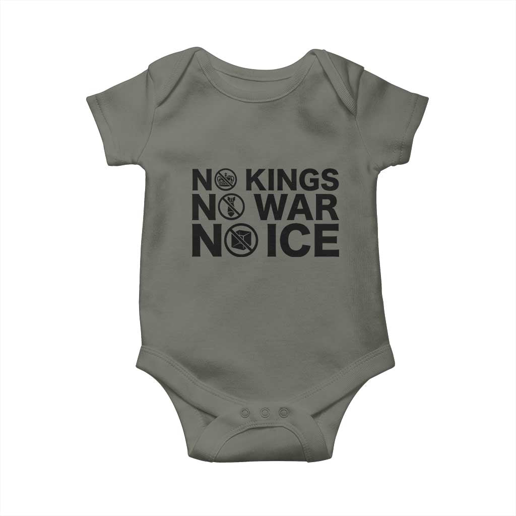 Anti Monarchy Political Baby Onesie No Kings No Wars No Ice