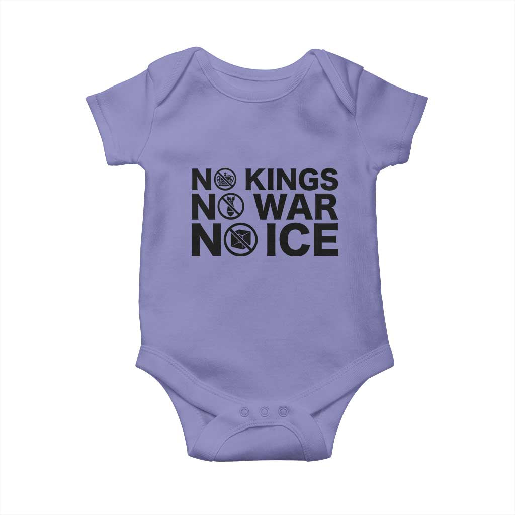 Anti Monarchy Political Baby Onesie No Kings No Wars No Ice