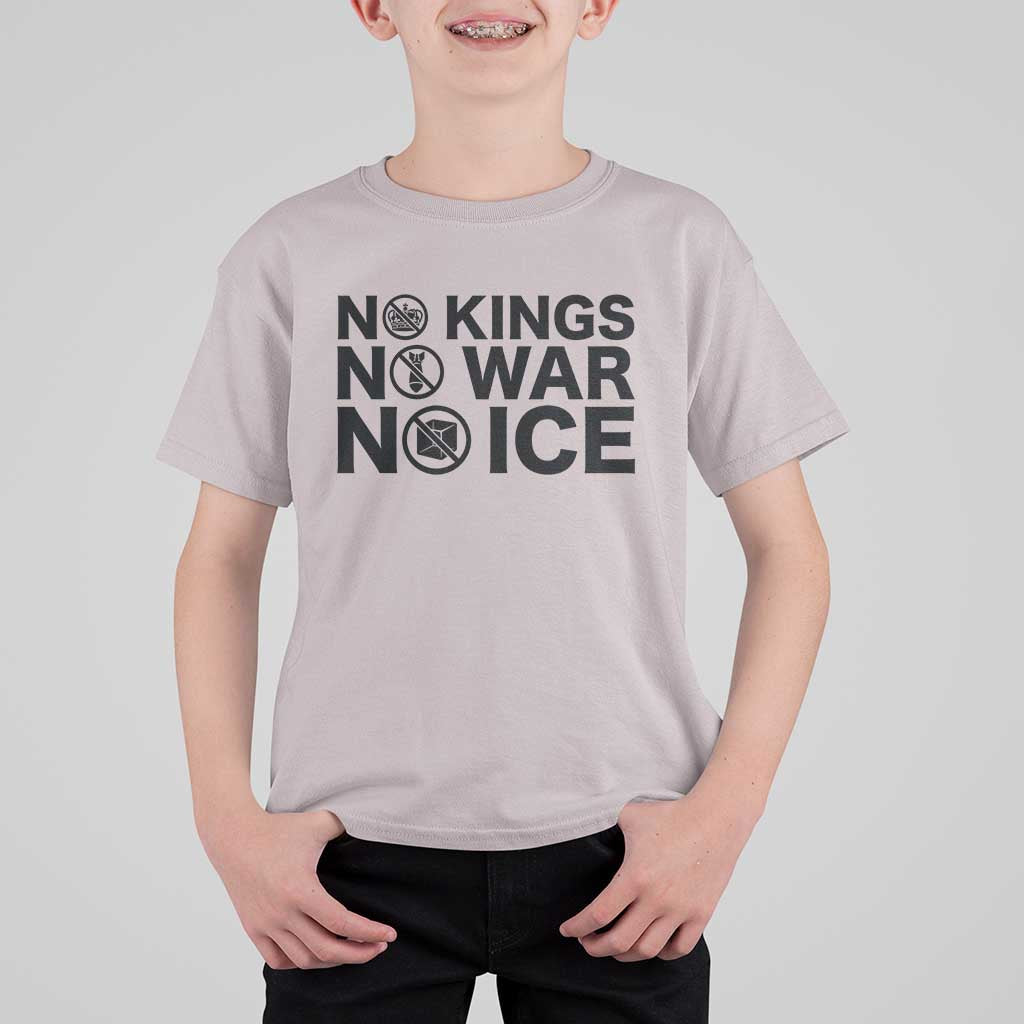 Anti Monarchy Political T Shirt For Kid No Kings No Wars No Ice