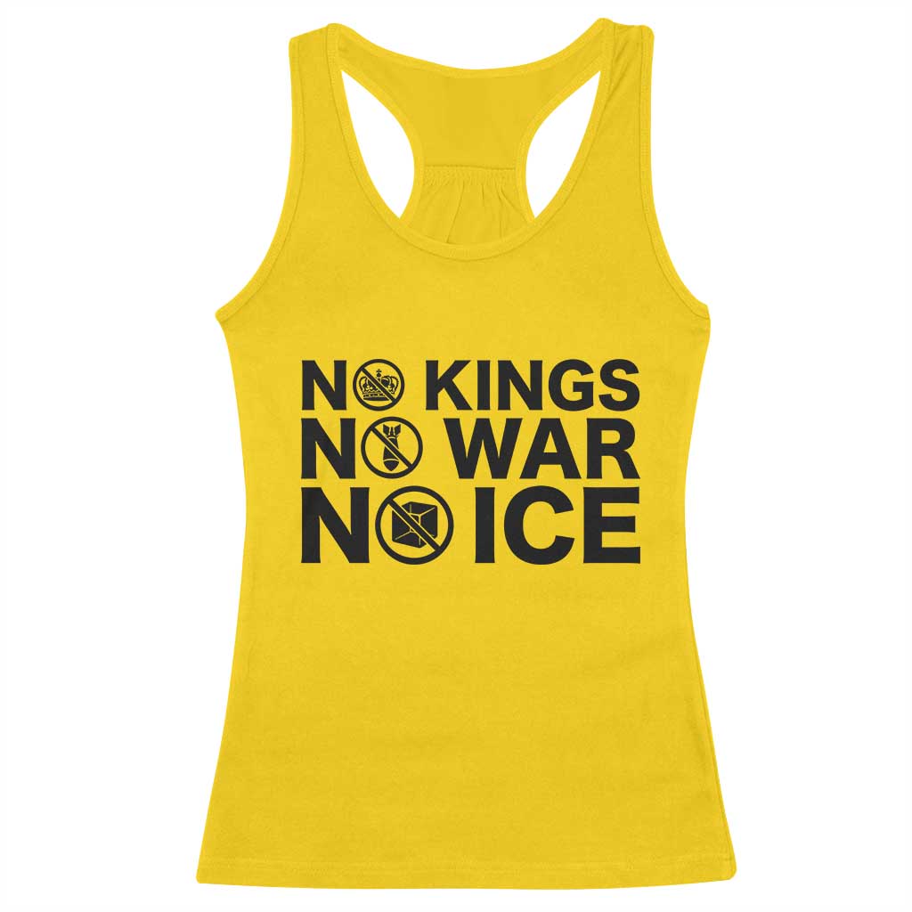 Anti Monarchy Political Racerback Tank Top No Kings No Wars No Ice