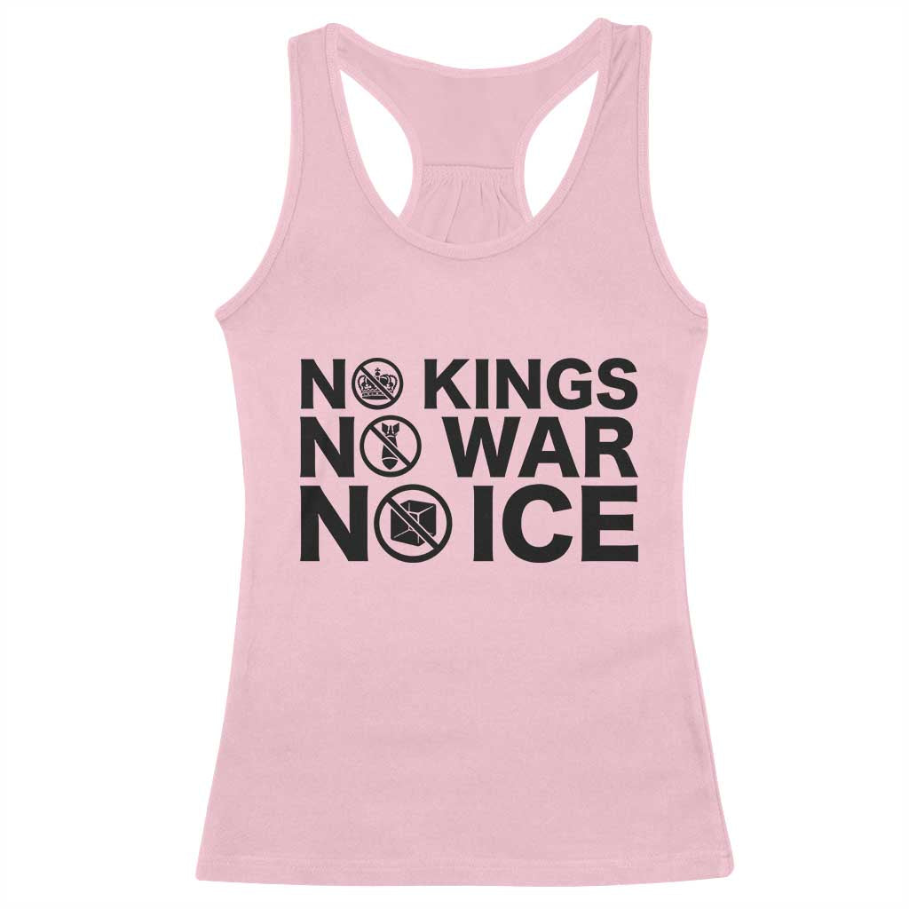 Anti Monarchy Political Racerback Tank Top No Kings No Wars No Ice
