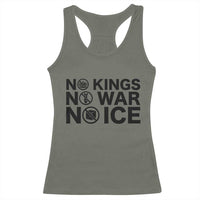 Anti Monarchy Political Racerback Tank Top No Kings No Wars No Ice