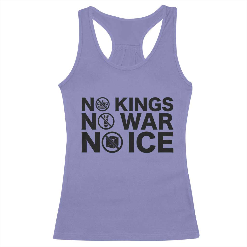 Anti Monarchy Political Racerback Tank Top No Kings No Wars No Ice