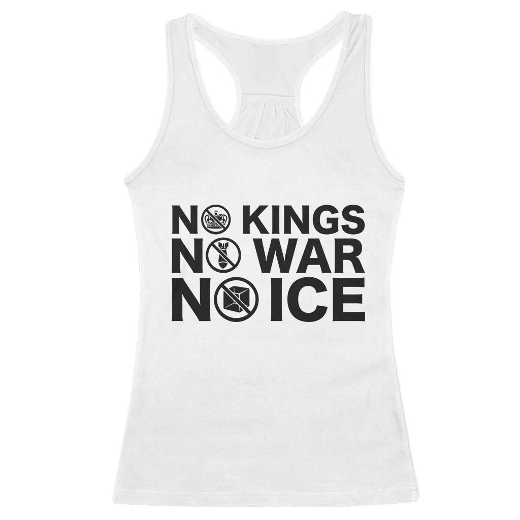 Anti Monarchy Political Racerback Tank Top No Kings No Wars No Ice