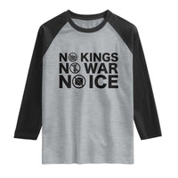Anti Monarchy Political Raglan Shirt No Kings No Wars No Ice