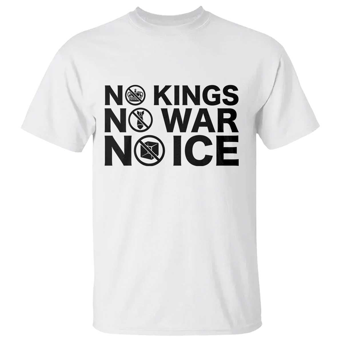Anti Monarchy Political T Shirt No Kings No Wars No Ice