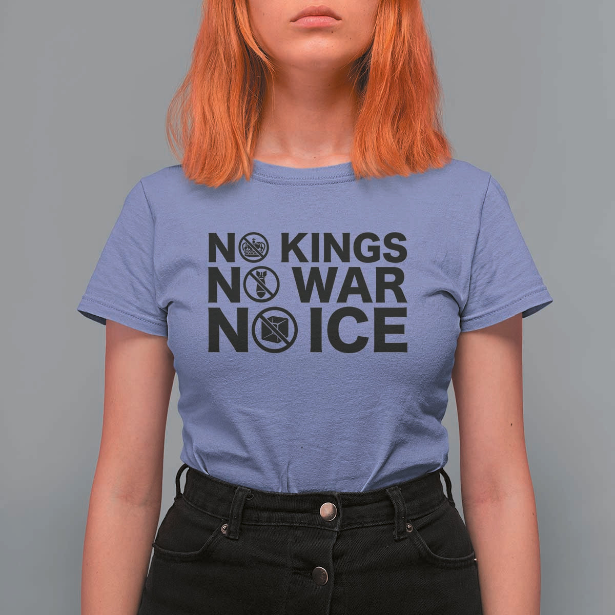 Anti Monarchy Political T Shirt For Women No Kings No Wars No Ice