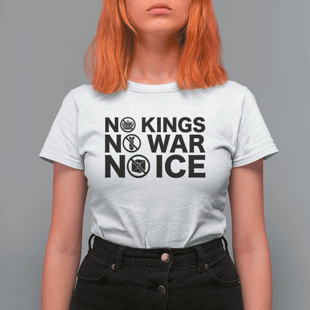 Anti Monarchy Political T Shirt For Women No Kings No Wars No Ice