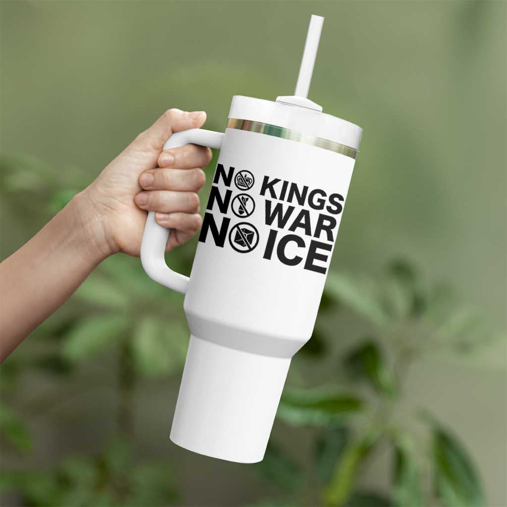 Anti Monarchy Political Tumbler With Handle No Kings No Wars No Ice