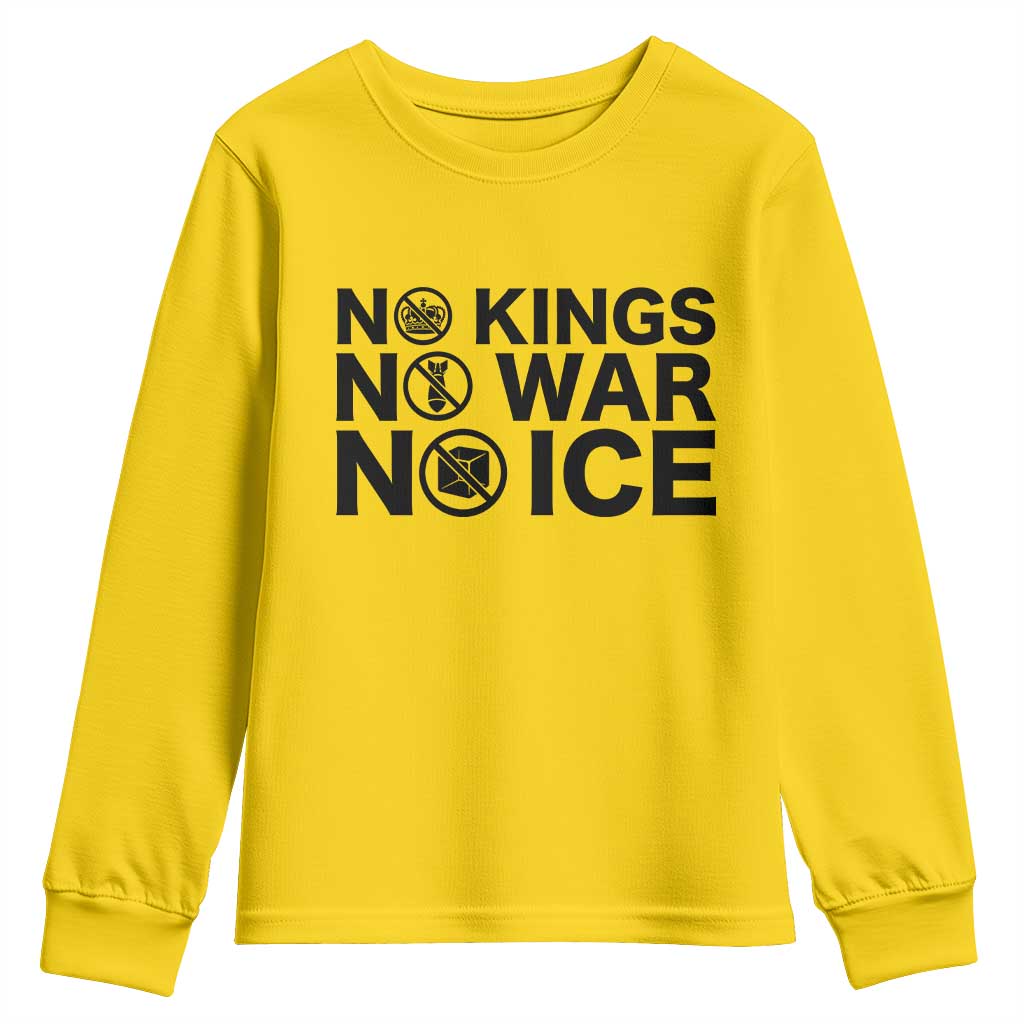 Anti Monarchy Political Youth Sweatshirt No Kings No Wars No Ice
