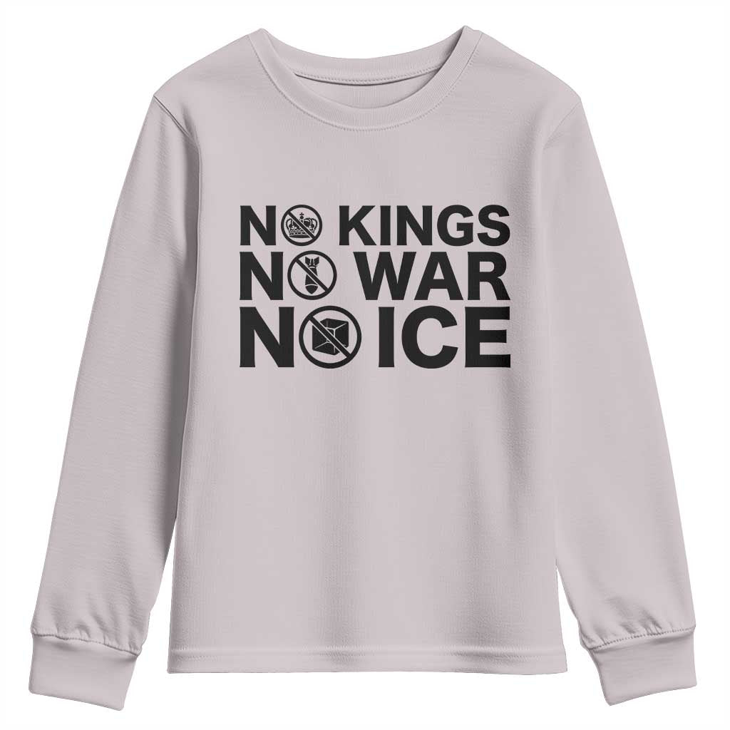 Anti Monarchy Political Youth Sweatshirt No Kings No Wars No Ice