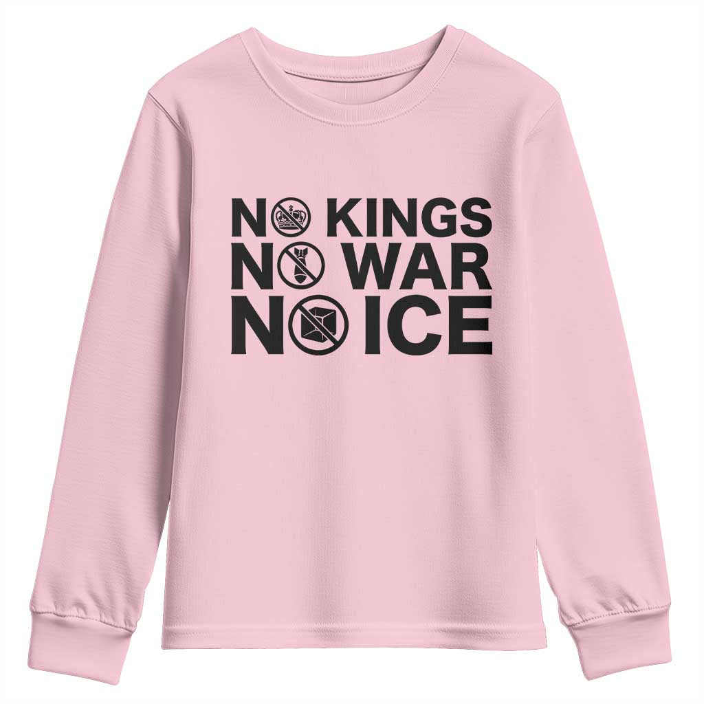 Anti Monarchy Political Youth Sweatshirt No Kings No Wars No Ice