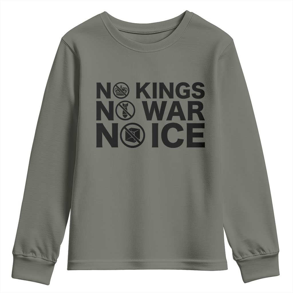 Anti Monarchy Political Youth Sweatshirt No Kings No Wars No Ice
