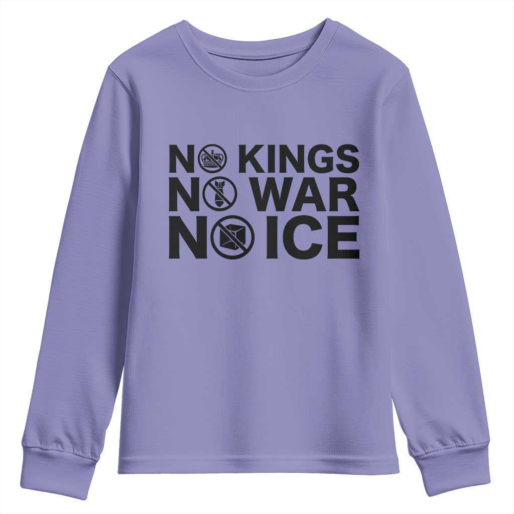 Anti Monarchy Political Youth Sweatshirt No Kings No Wars No Ice
