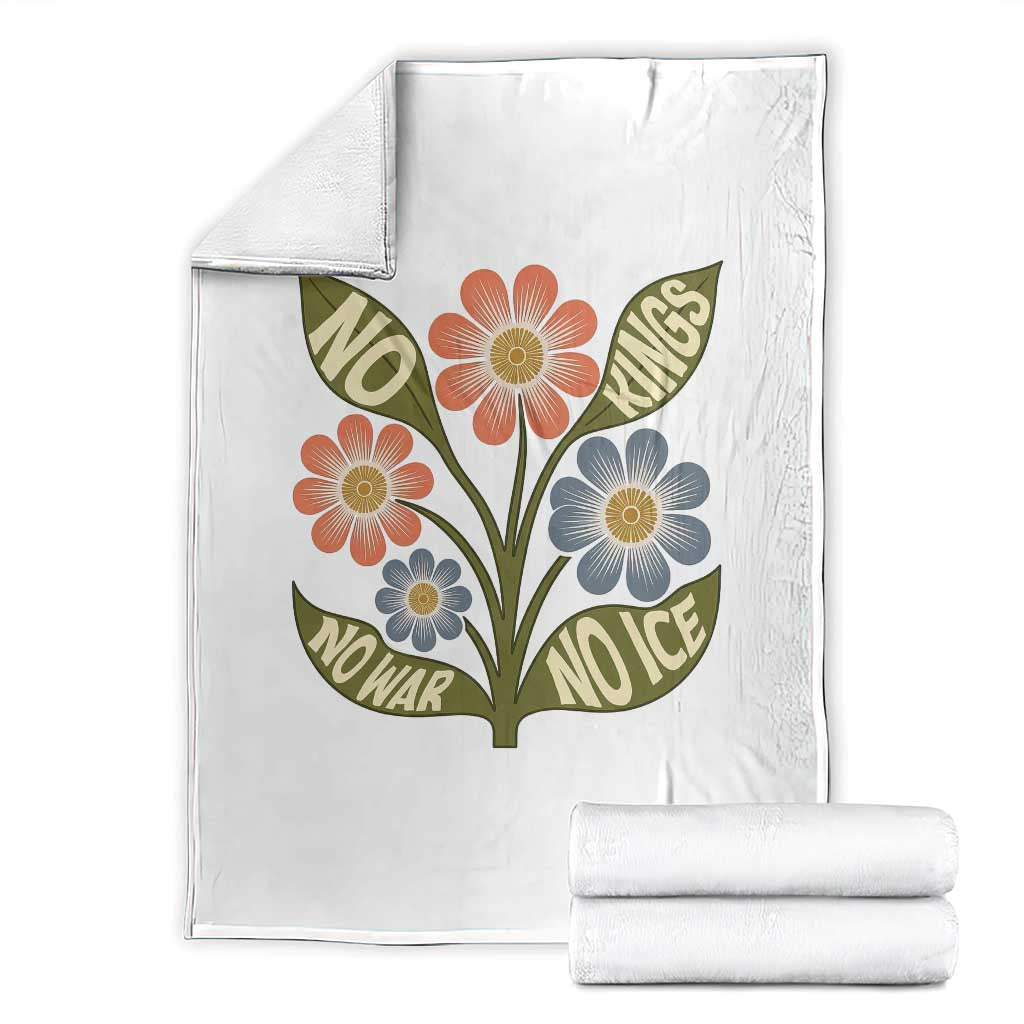 Wildflower Freedom Protest Throw Blanket No Kings No Wars No Ice