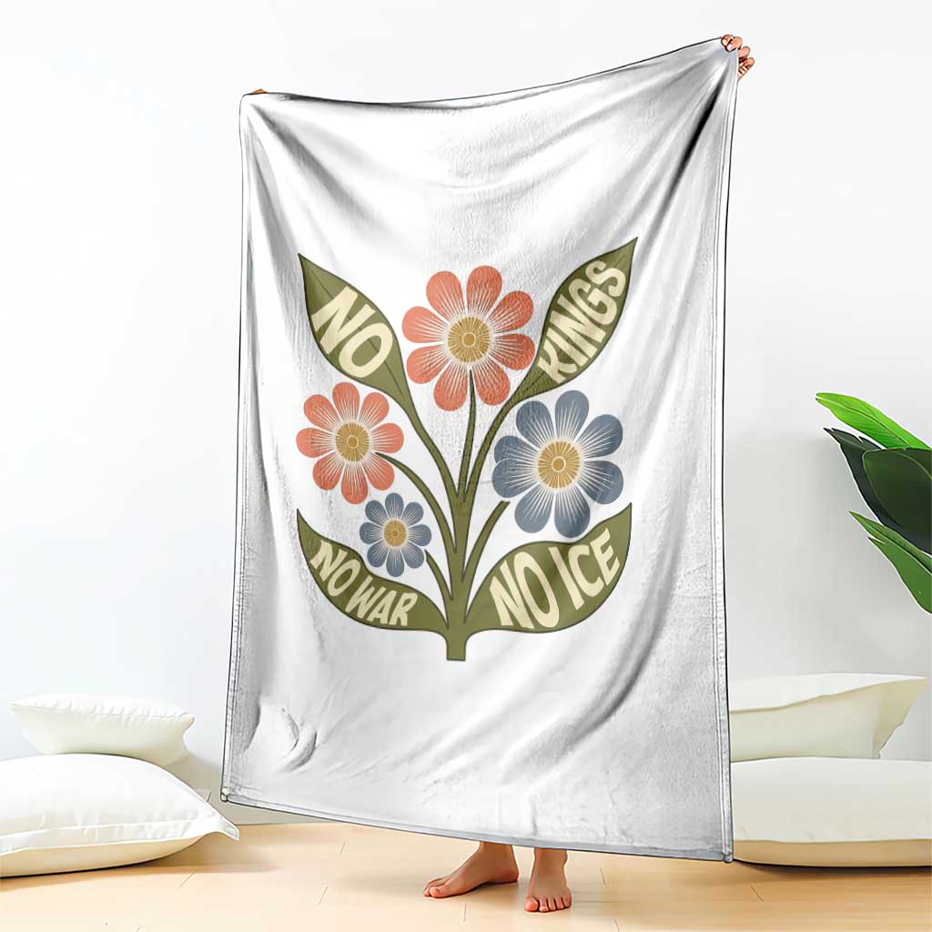 Wildflower Freedom Protest Throw Blanket No Kings No Wars No Ice