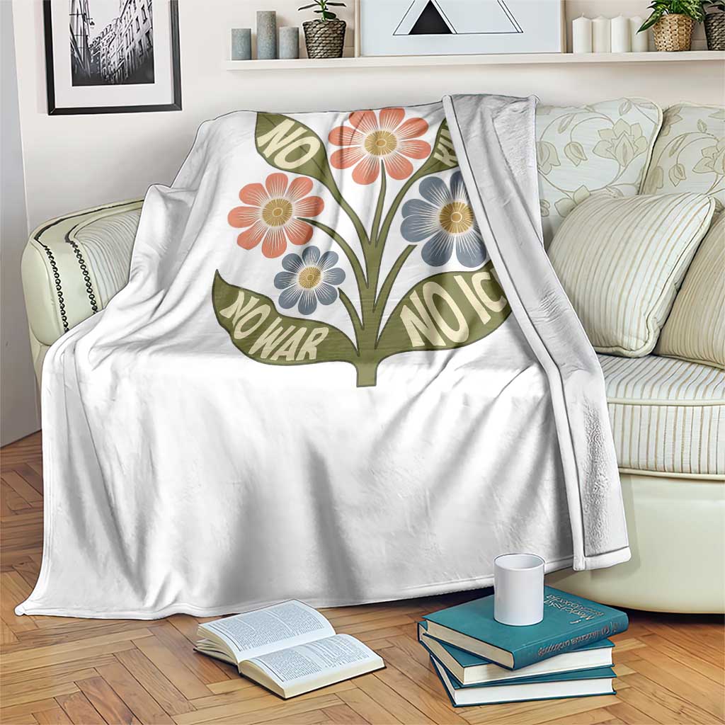 Wildflower Freedom Protest Throw Blanket No Kings No Wars No Ice