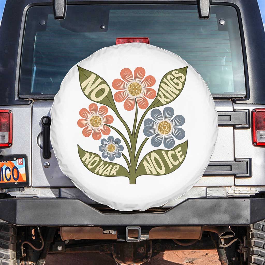 Wildflower Freedom Protest Spare Tire Cover No Kings No Wars No Ice