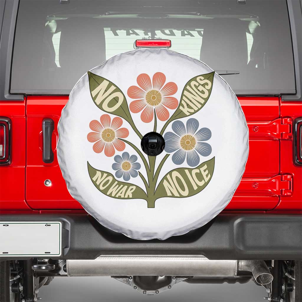 Wildflower Freedom Protest Spare Tire Cover No Kings No Wars No Ice