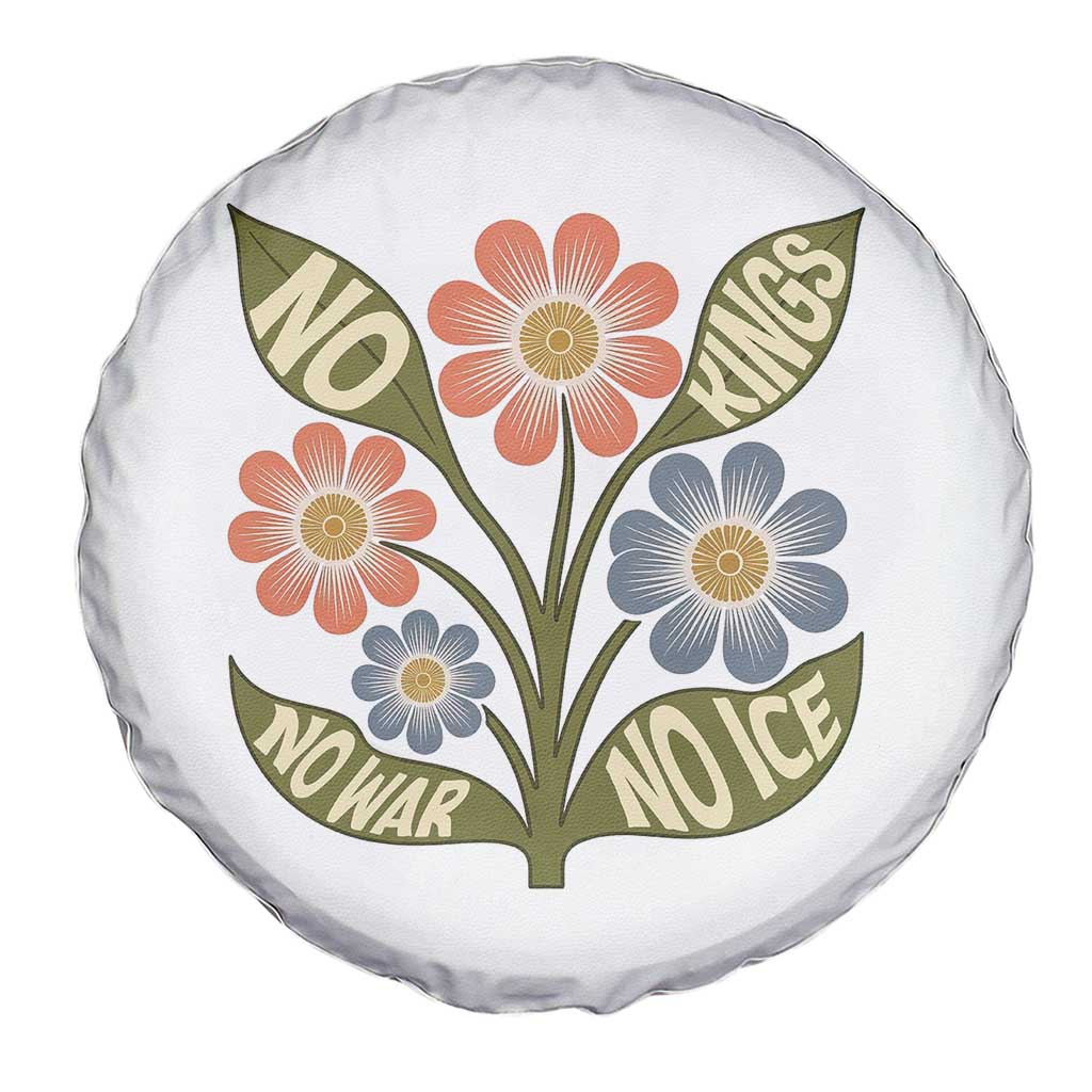 Wildflower Freedom Protest Spare Tire Cover No Kings No Wars No Ice