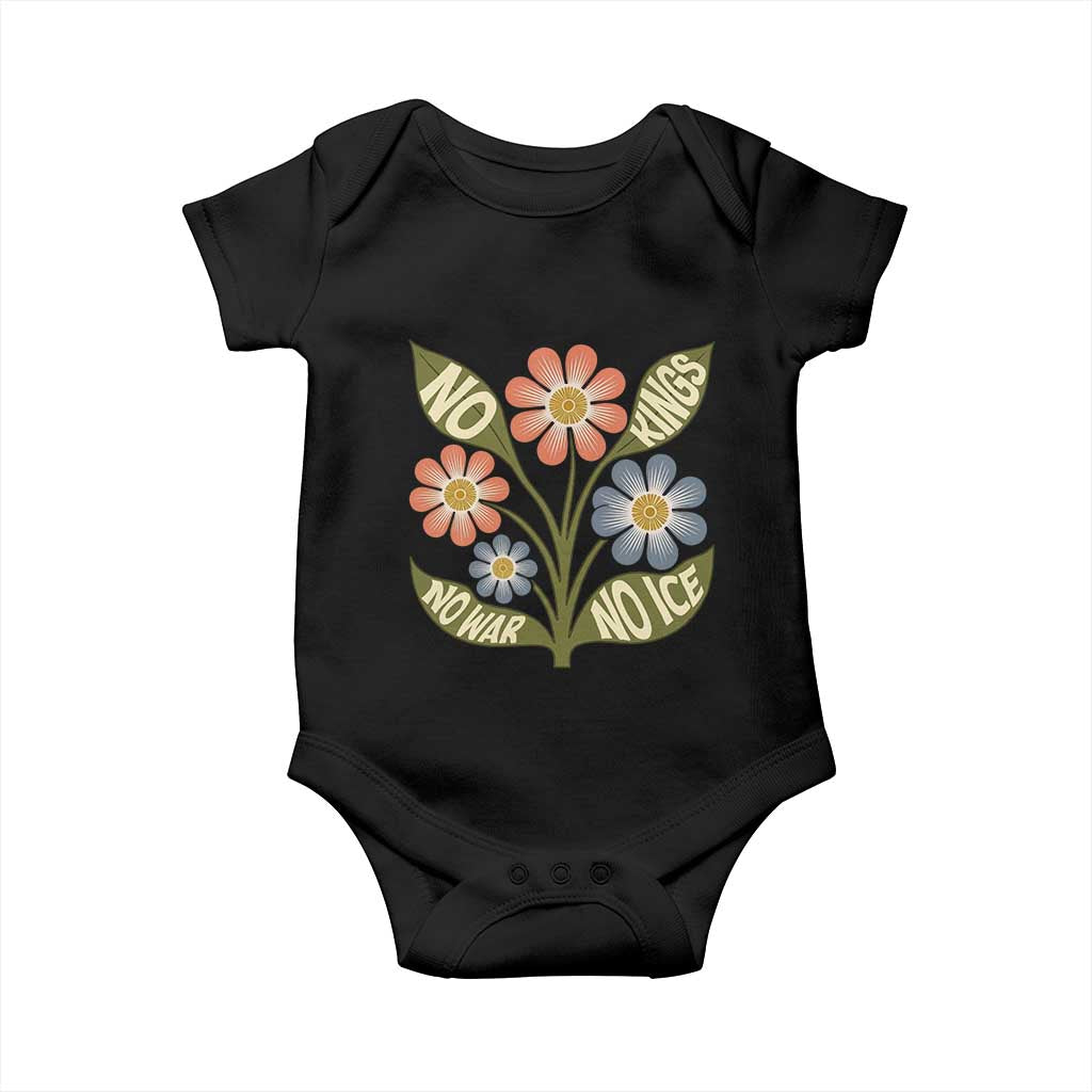 Wildflower Freedom Protest Baby Onesie No Kings No Wars No Ice