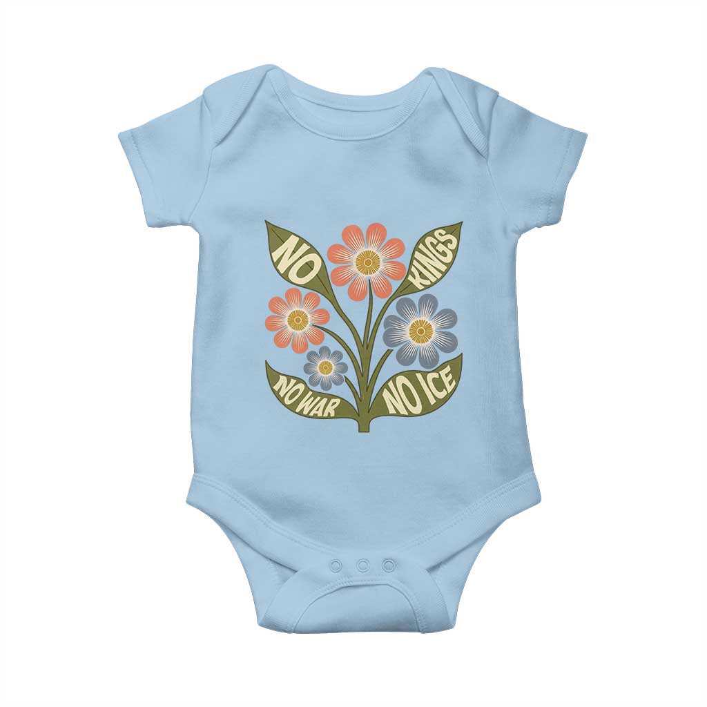 Wildflower Freedom Protest Baby Onesie No Kings No Wars No Ice