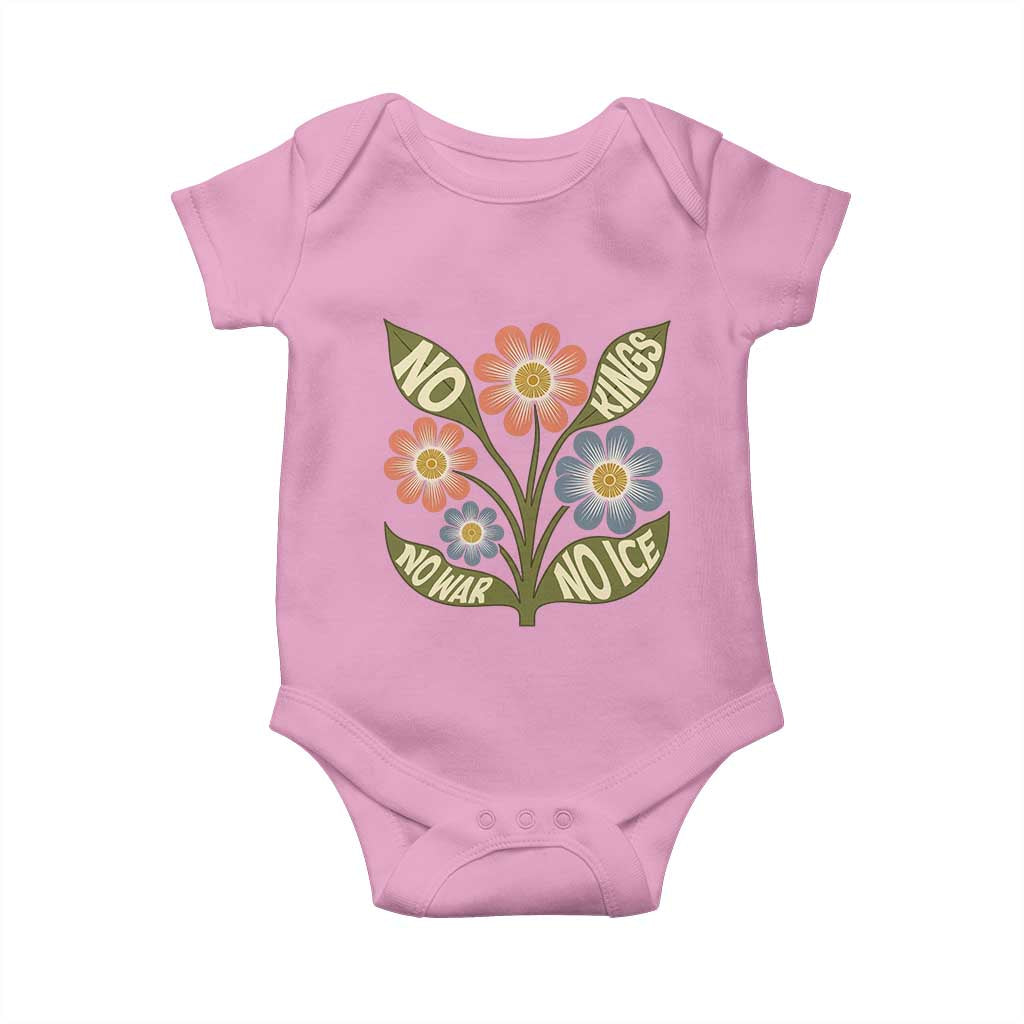 Wildflower Freedom Protest Baby Onesie No Kings No Wars No Ice