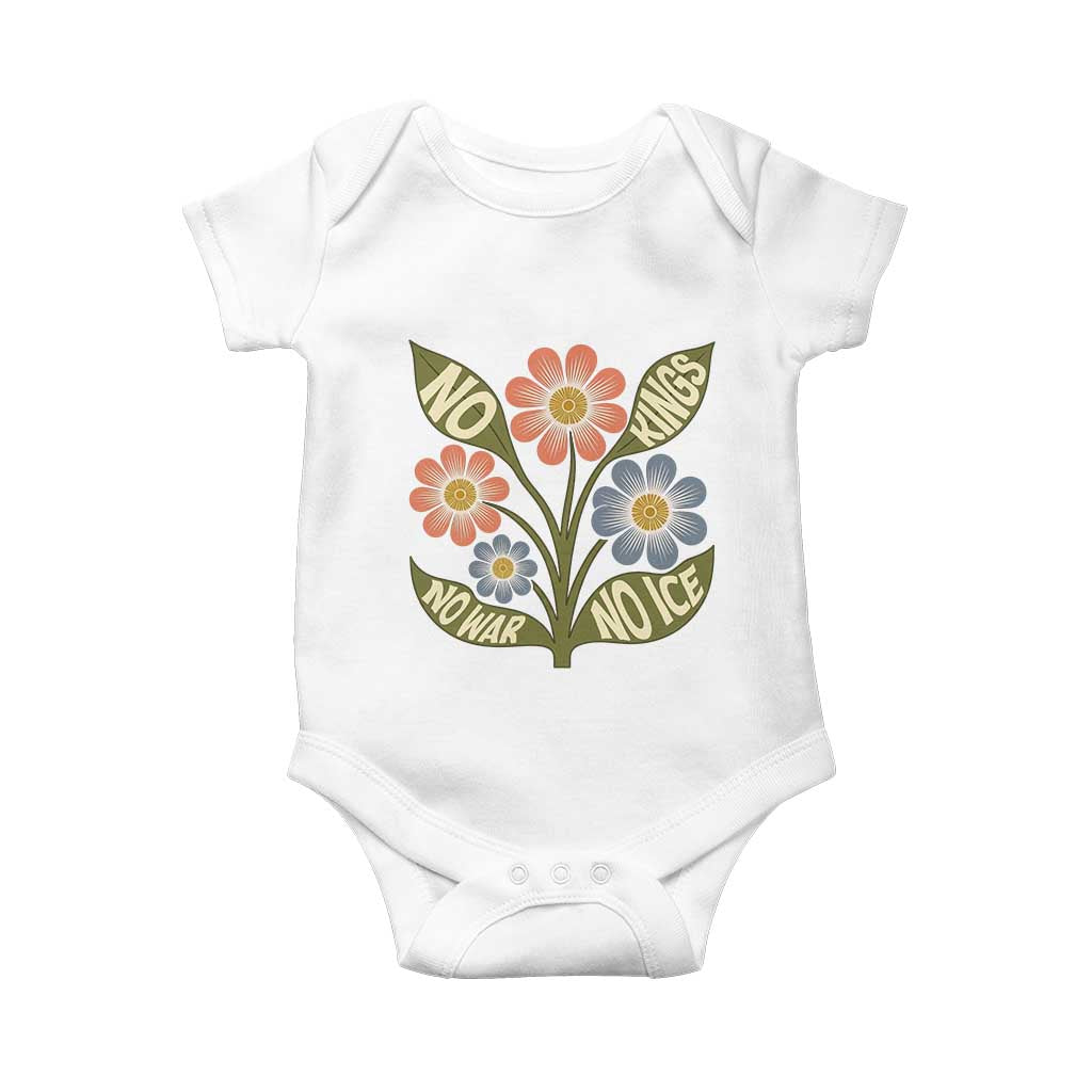 Wildflower Freedom Protest Baby Onesie No Kings No Wars No Ice