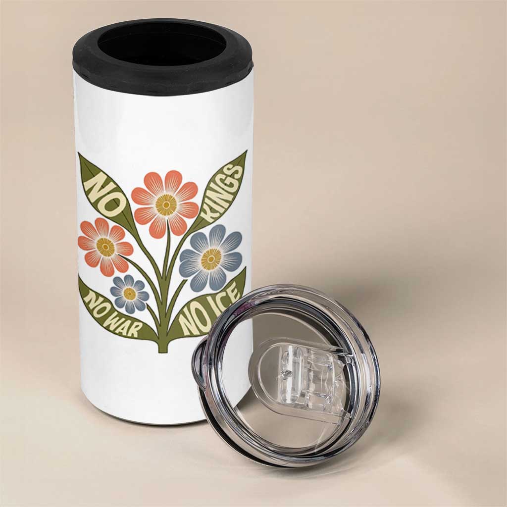 Wildflower Freedom Protest 4 in 1 Can Cooler Tumbler No Kings No Wars No Ice