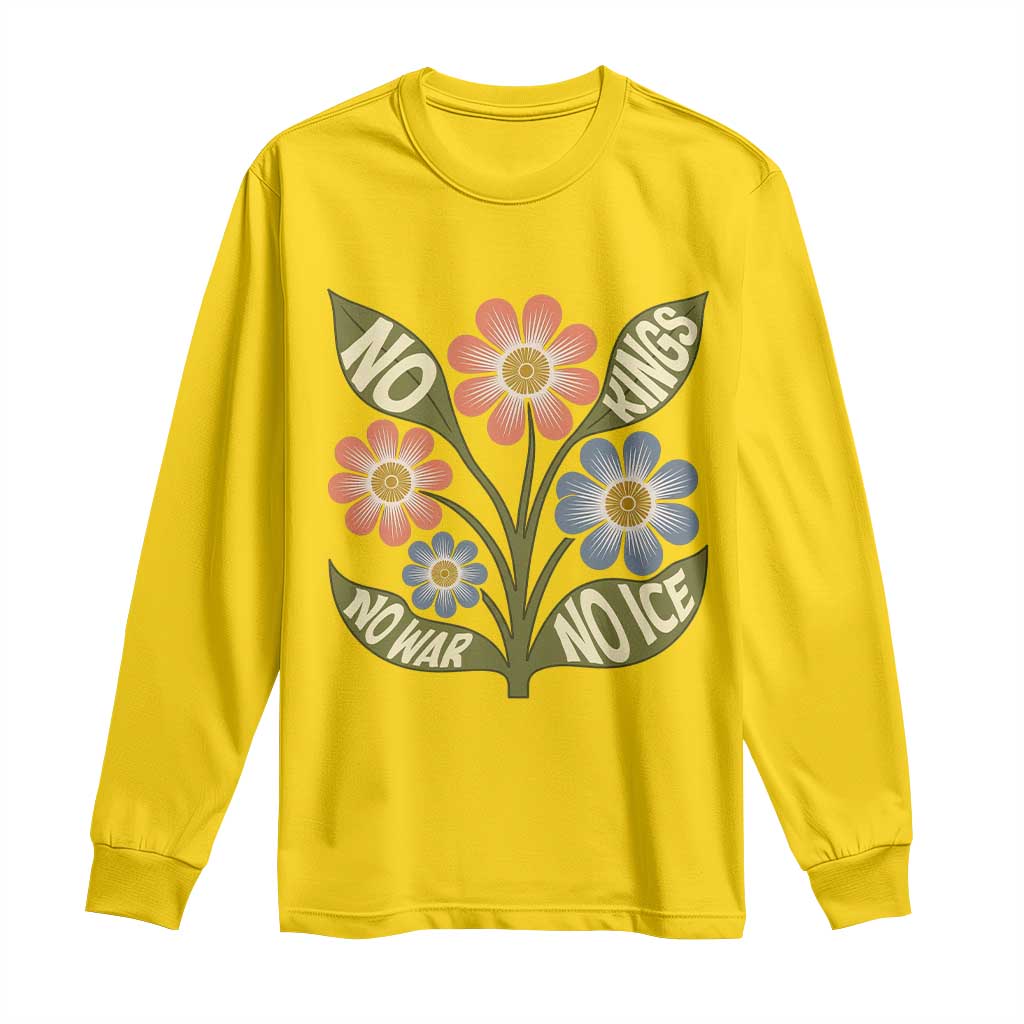 Wildflower Freedom Protest Long Sleeve Shirt No Kings No Wars No Ice